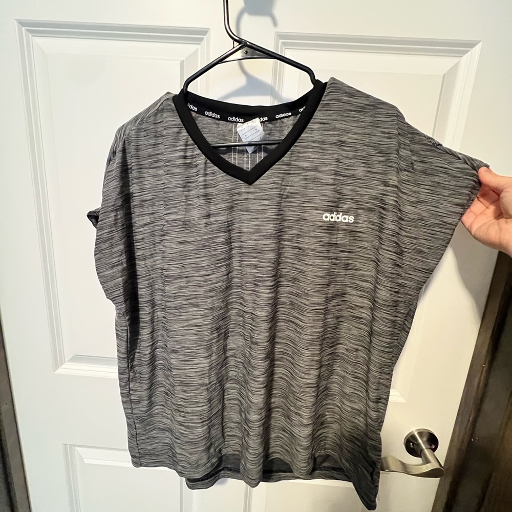Adidas Striped Black and Gray Tee